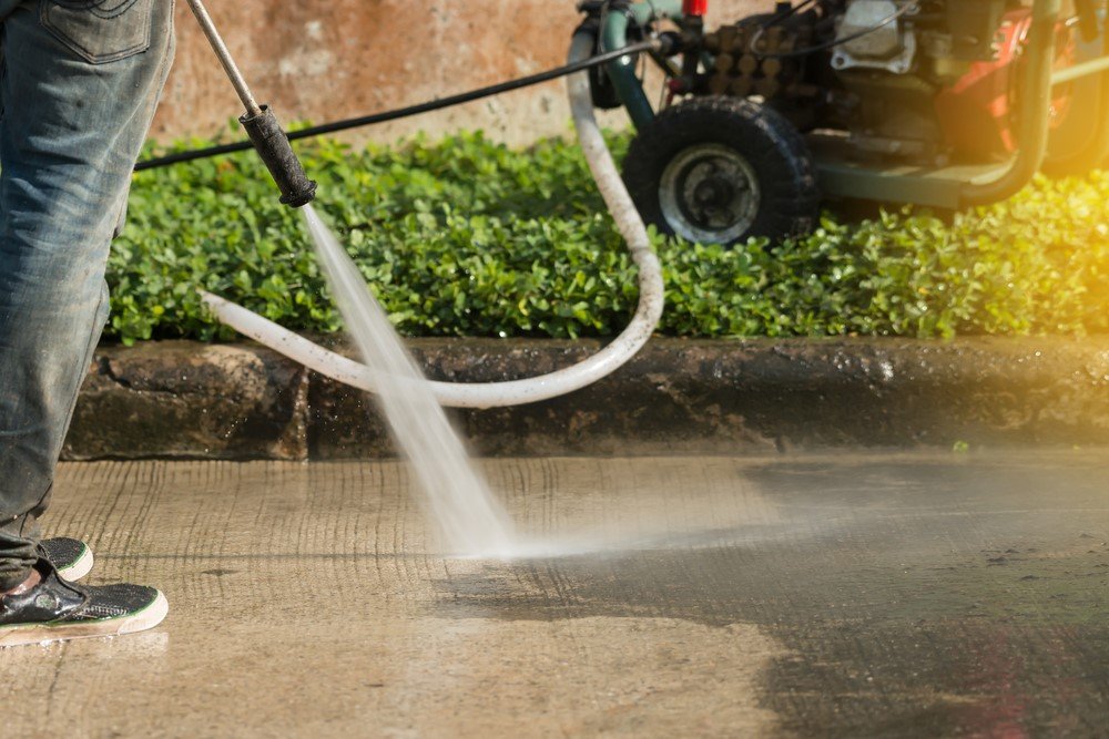 Power washing exterior surfaces