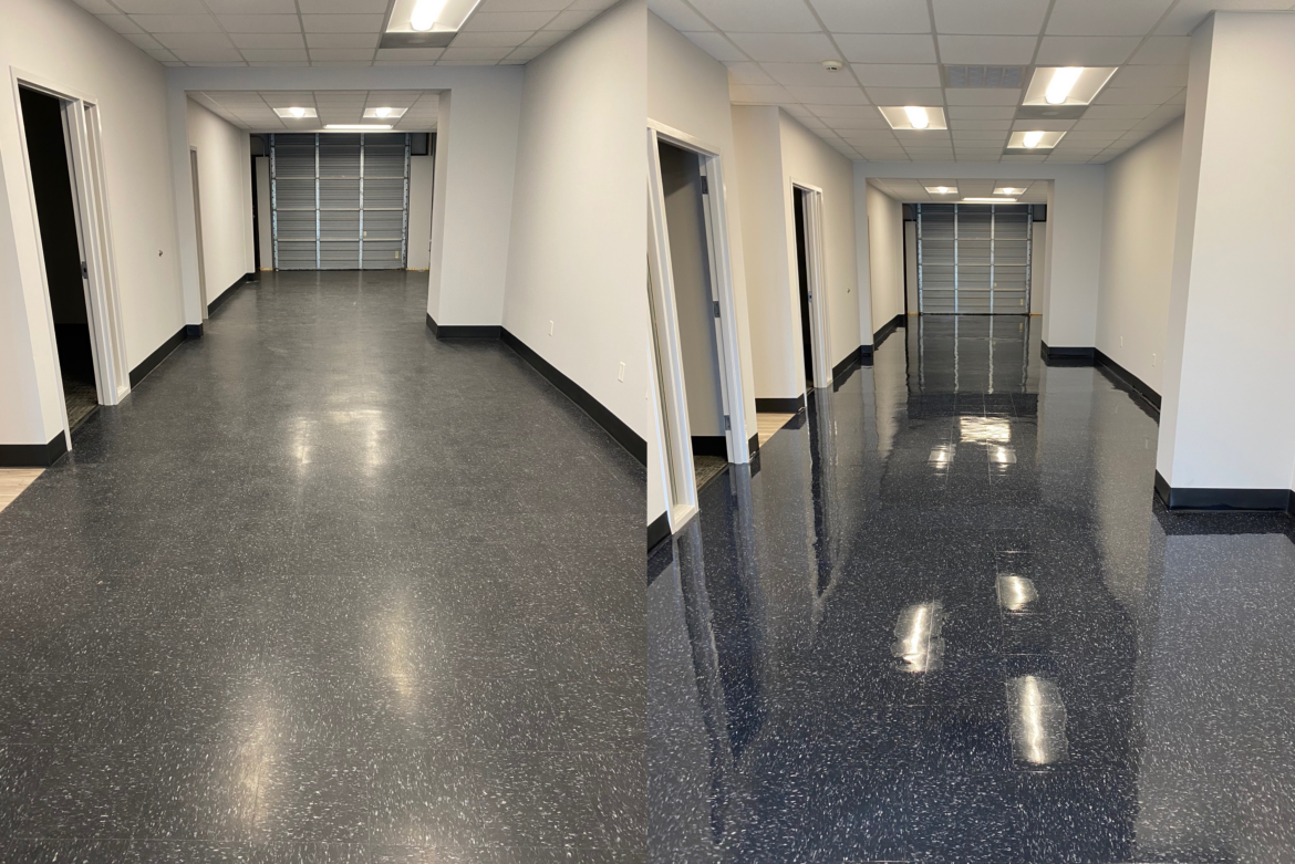 Floor stripping waxing and buffing